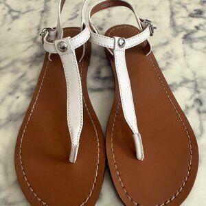 Coach Leila Leather White and Brown Sandal Womens Size US 6